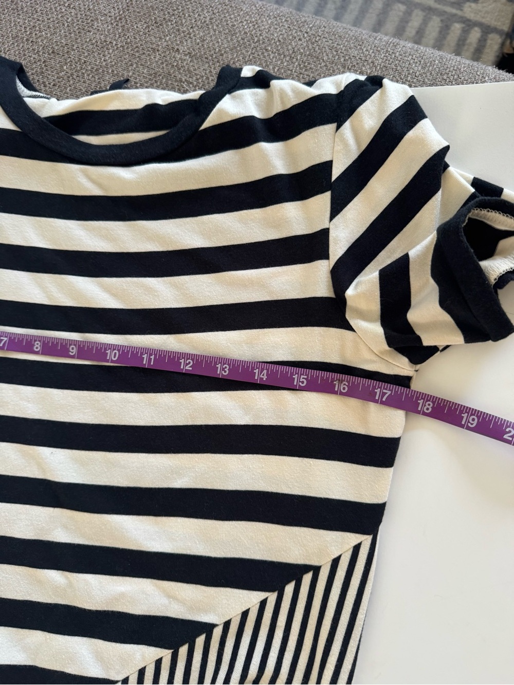 Who What Wear Black and White small Striped Short-Sleeve High-Low Dress - Picture 6 of 9
